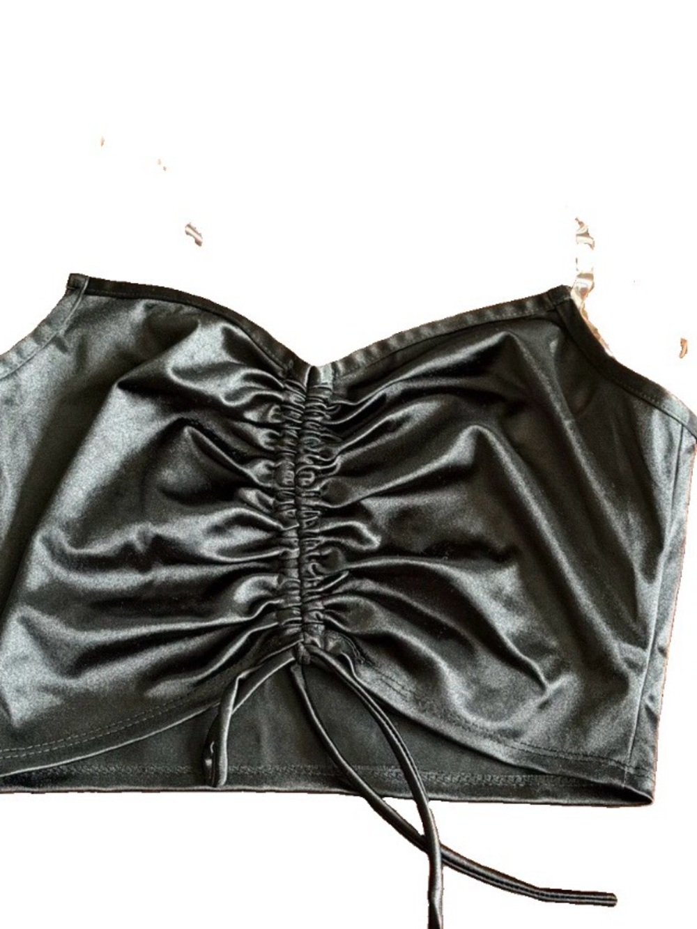 Fashion Nova Black Satin Ruched Crop Top size L